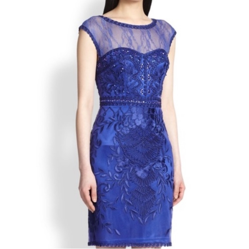 Sue Wong blue purple beaded cocktail dress size 12